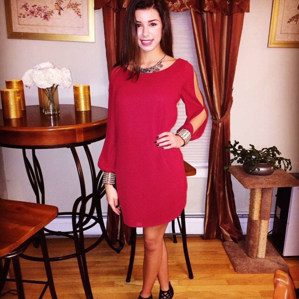 Deep red occasion dress XS WORN ONCE